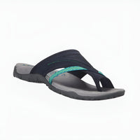 Sandales ergonomiques Jade™ bleu nuit/gris, lanière vert turquoise et dessus rembourré
