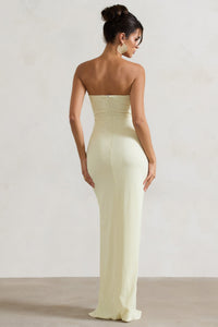 Robe longue bustier écrue, vue de dos, coupe longue près du corps