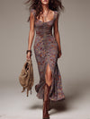 Anselma | Robe longue plissée gris violacé