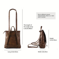 Sac à dos rétro multifonction marron, double bandoulière et poche zippée
