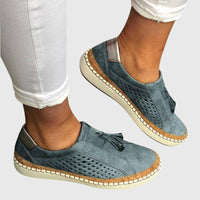 Chaussures orthopédiques sans Piper bleu foncé, tige perforée et semelle beige cousue