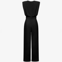Combinaison ceinturée Ariadna™ noire, vue dos, jambes évasées, taille ceinturée