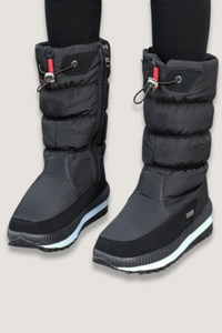 Bottes de neige imperméables noires, tige matelassée, lacets et semelle profilée