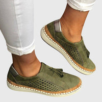 Chaussures orthopédiques sans Piper vertes, tige perforée et semelle beige cousue
