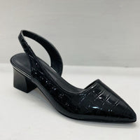 Escarpins élégants Lisbeth™ noirs vernis, bout pointu, talon bloc
