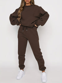 Ensemble d’intérieur femme marron café : sweat ample et pantalon jogging