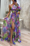 Cleofe | Robe longue plissée à imprimé