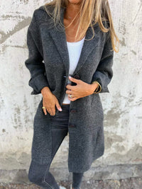 Veste blazer Stella grise à boutons, col châle, fermeture boutonnée sur le devant.