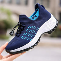 Baskets FlexiFit™ bleu marine, tige tricot avec motifs turquoise et semelle blanche