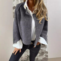 Veste ample en cachemire Cecila gris foncé, col à boutons, forme ample et structurée