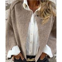 Veste ample en cachemire Cecila beige taupe, fermeture à boutons, coupe ample